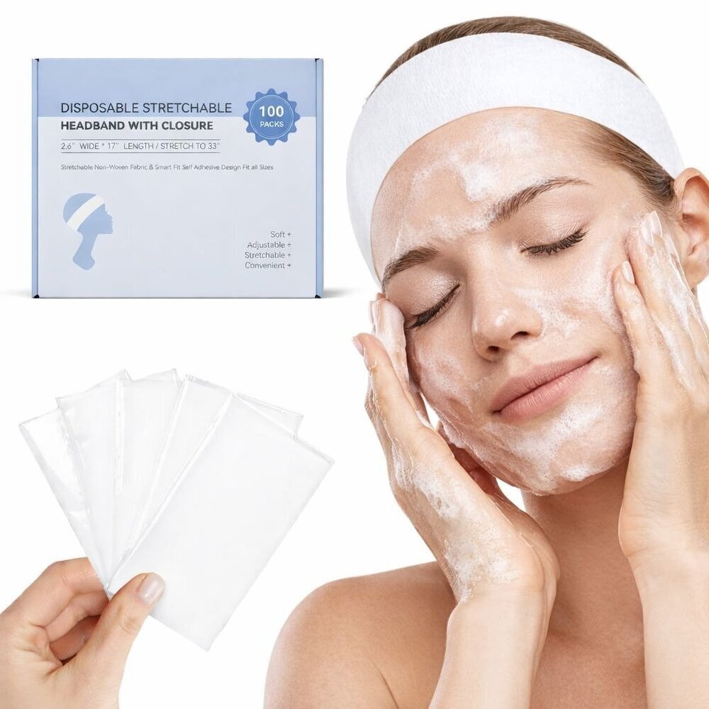 Disposable Spa Headbands 100 Count Individually Wrapped Facial Headbands